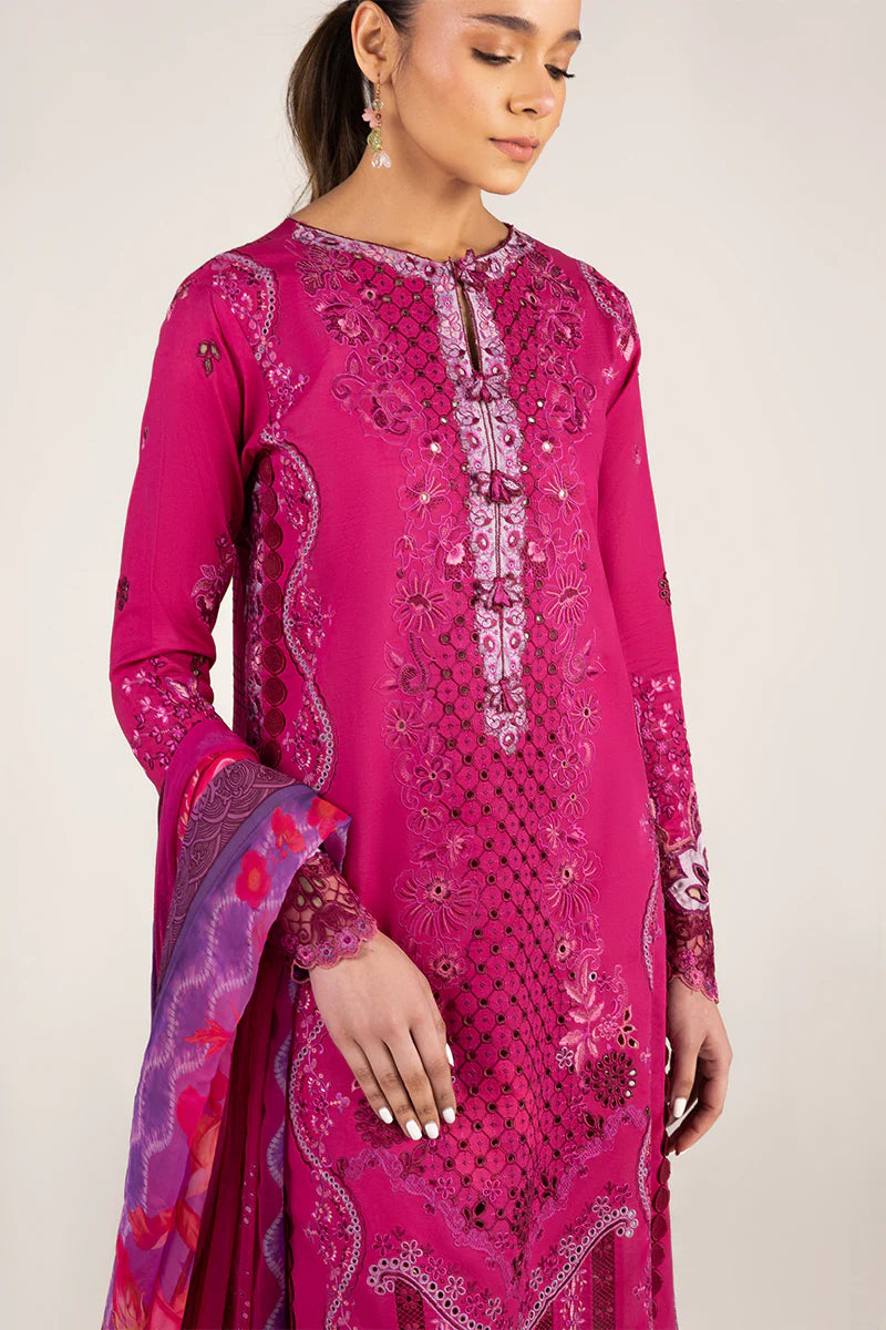 Dreamy Whirl- Fuschia Pink Manaram Luxury lawn Outfit By- Mushq