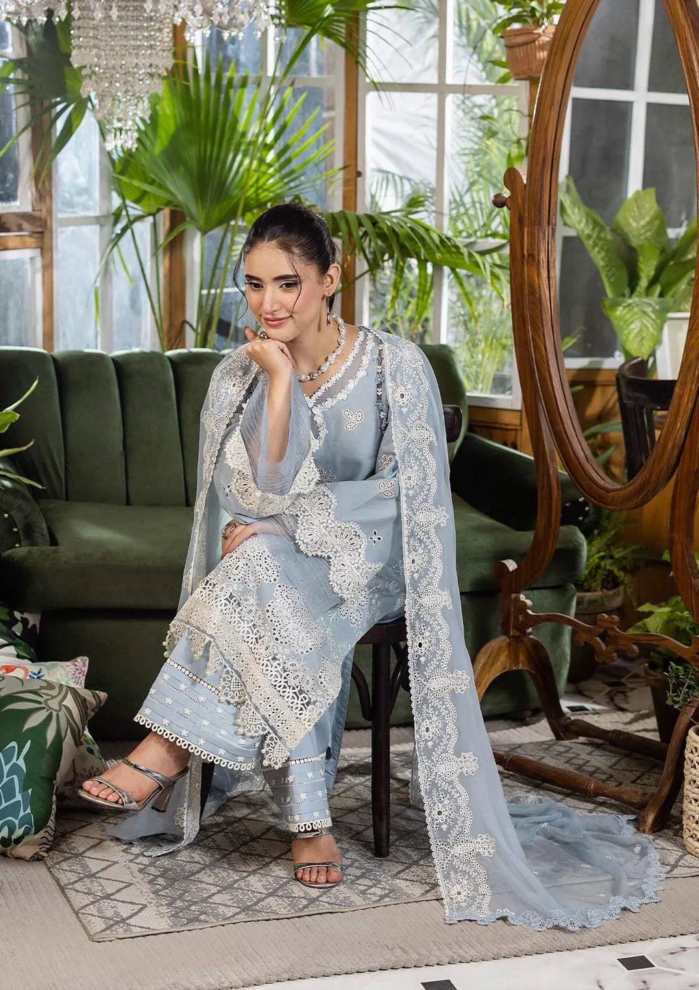 Elaf Premium Sky Dream stitched 3-piece lawn outfit for summer