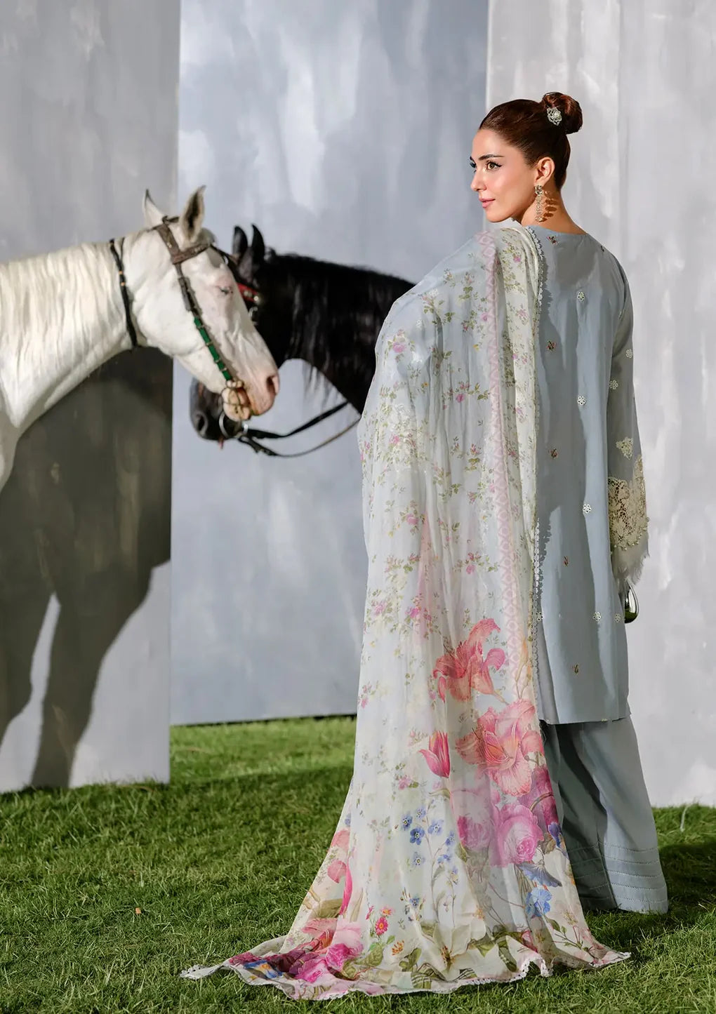 ELH-7B ISSABEL-Ice Blue Embroidered Luxury Lawn Ensemble '25 By-Elaf Premium