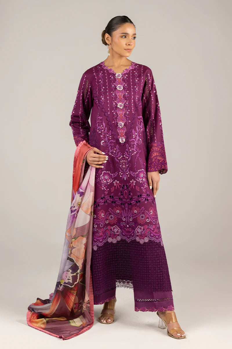 Eternal Beat-Plum Manaram Luxury lawn Outfit By- Mushq