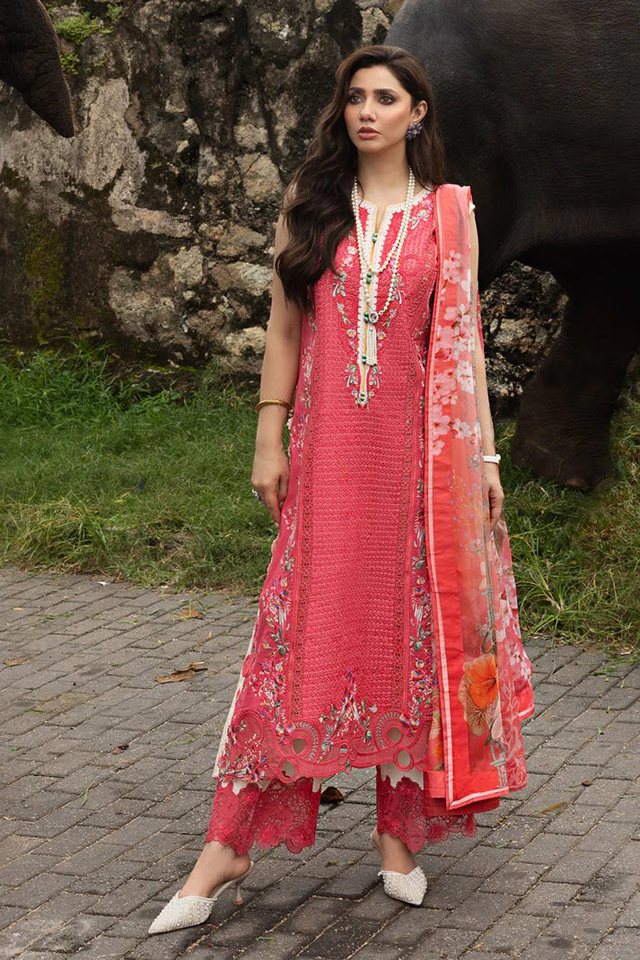 Eternal Radiance- Coral Manaram Luxury lawn Outfit By- Mushq