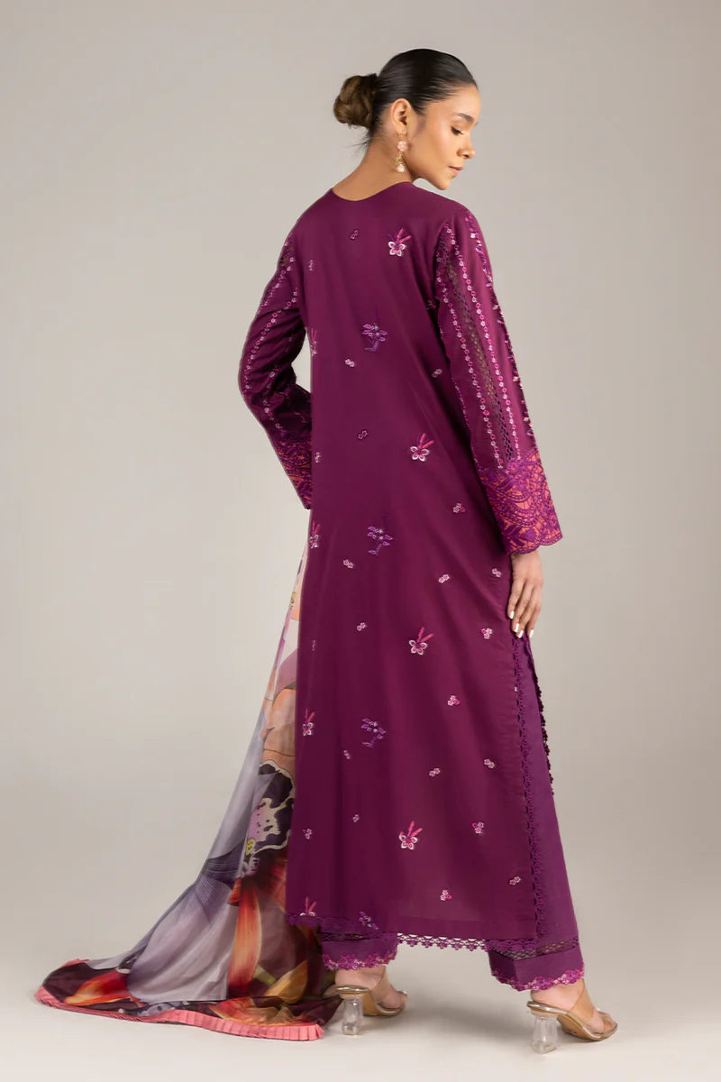 Eternal Beat-Plum Manaram Luxury lawn Outfit By- Mushq