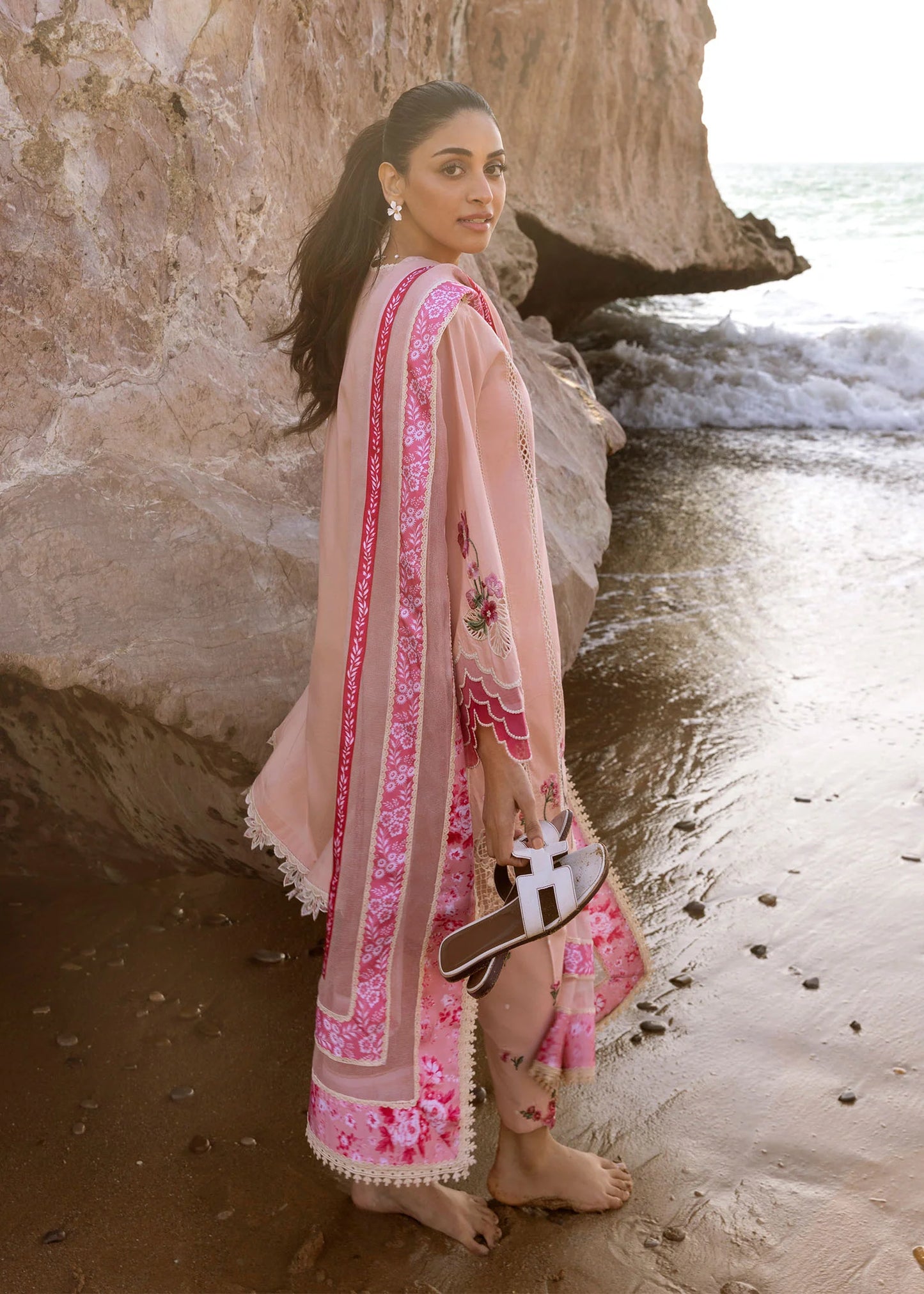 Floral Crush - D6 B- Blush Embroidered Lawn Outfit By- Crimson
