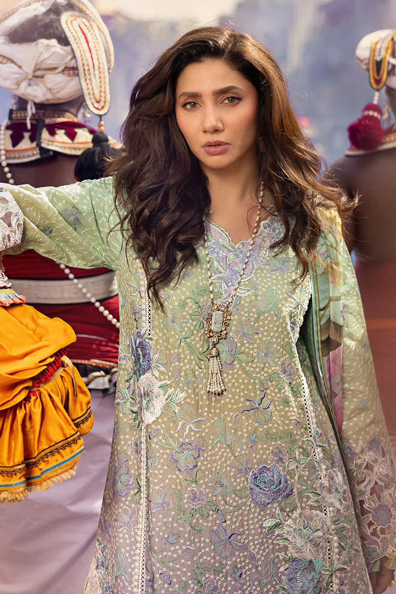 Glittering Grace- Gradiant Mint Manaram Luxury lawn Outfit By- Mushq