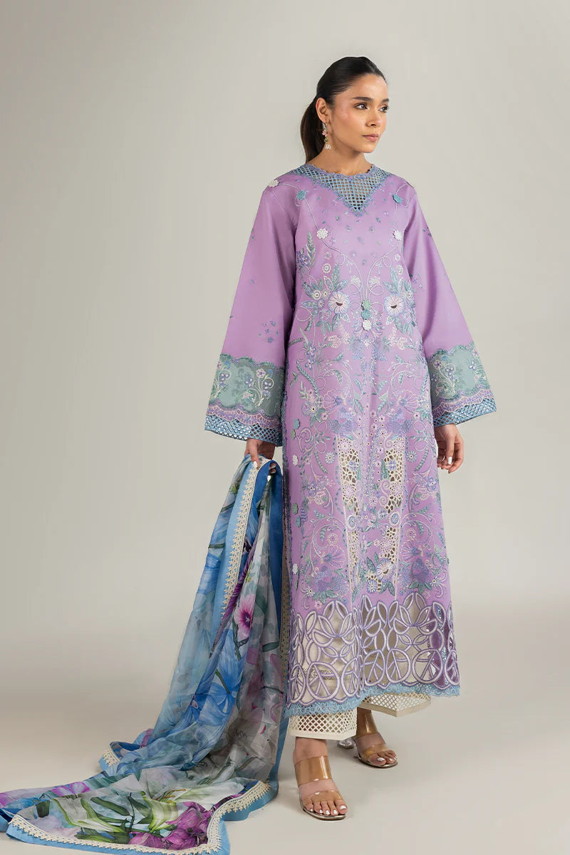 Glowing Pulse- Lavender Manaram Luxury lawn Outfit By- Mushq