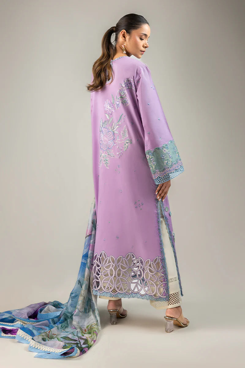 Glowing Pulse- Lavender Manaram Luxury lawn Outfit By- Mushq