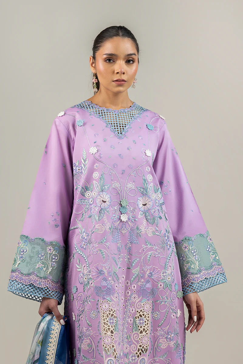 Glowing Pulse- Lavender Manaram Luxury lawn Outfit By- Mushq
