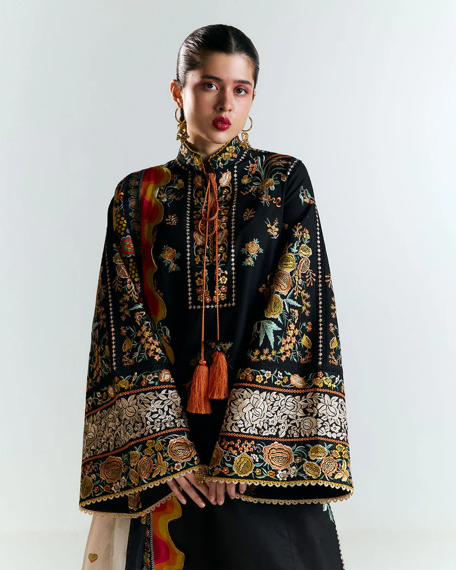Gulbar-Vibrant color contrast outfit with embroidered culottes