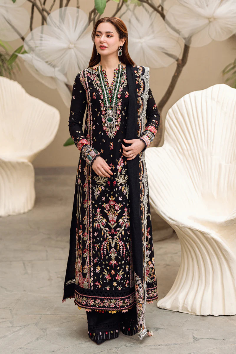 black lawn dress design Elegant black lawn suit with long sleeves