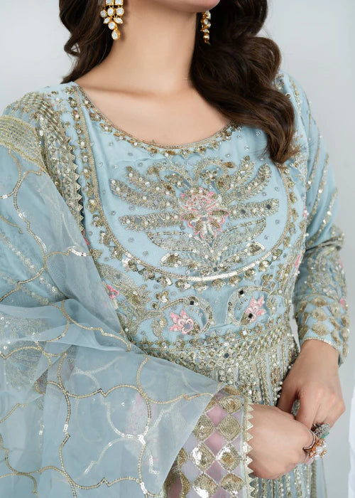 Hayat- Pakistani Ice Blue Maxi Outfit For Eid Wear