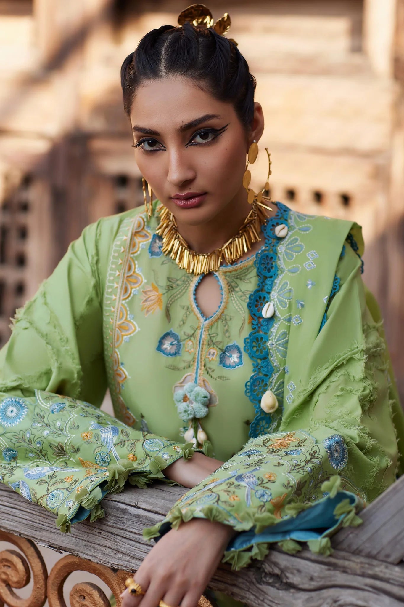 Isla Bleu 11-B- A Pistachio Whisper Lawn Ensemble By- Elan