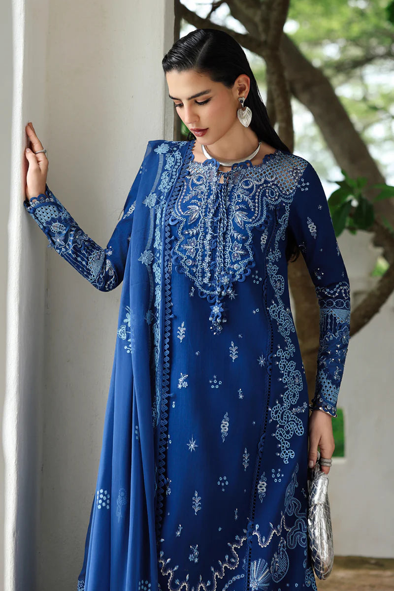 Qalamkar KL-03 Eclipse Blue Linen 3PC Designer Stitched Winter Suit