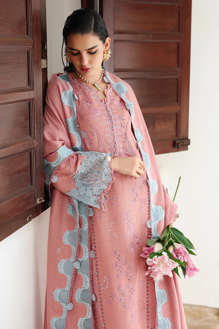Qalamkar Designer Pink Linen 3PC Stitched Suit Pakistanimoda