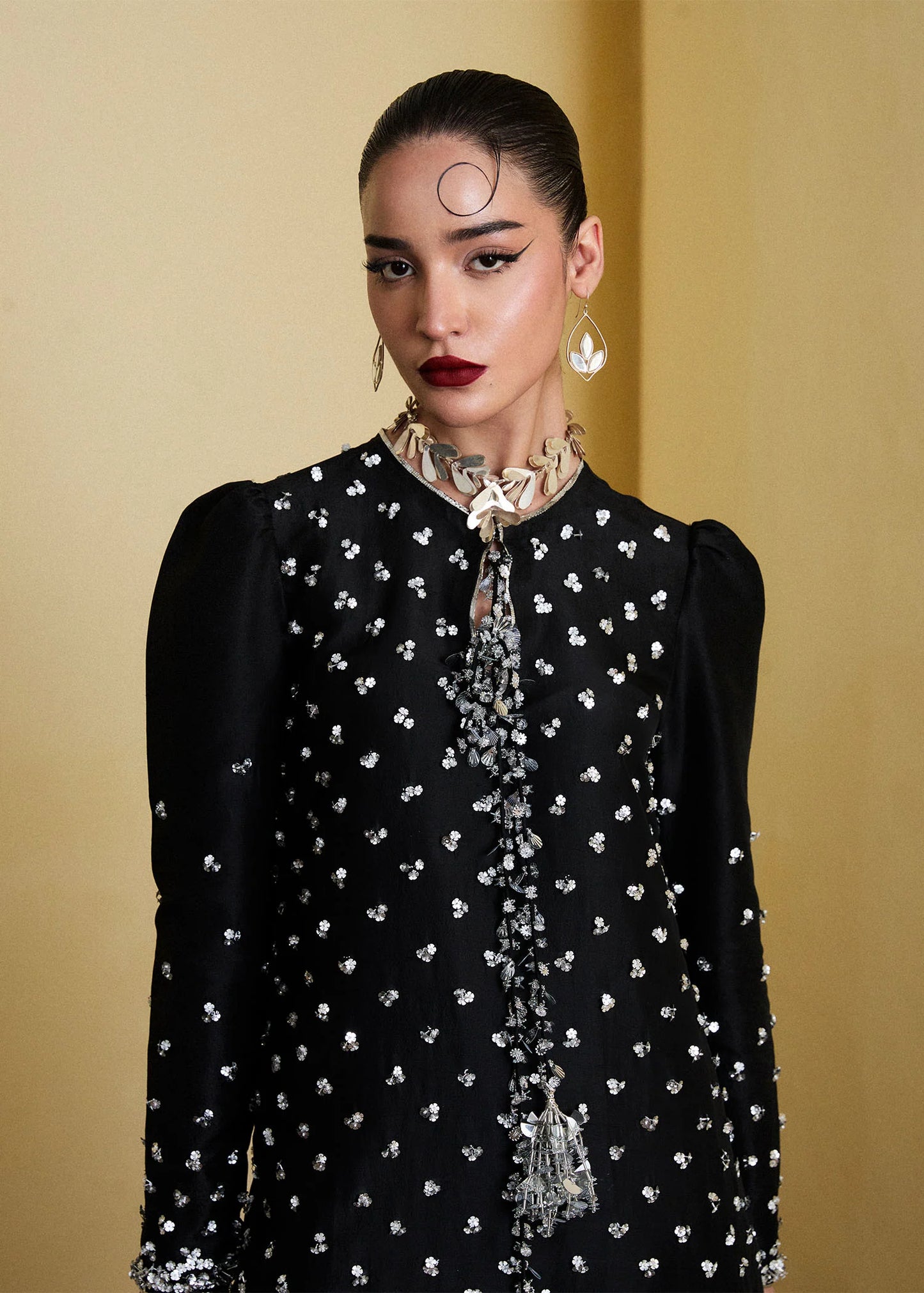 Kiara- Designer Luxe Jet Black Farshi Shalwar Outfit By - Hussain Rehar