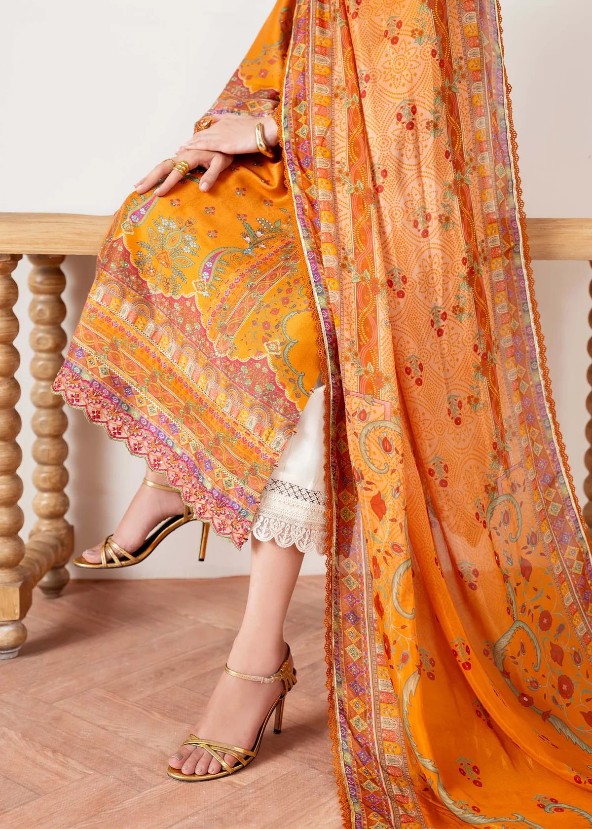 Kira-Embroidered silk suit for Eid or dinner parties by-Kanwal Malik