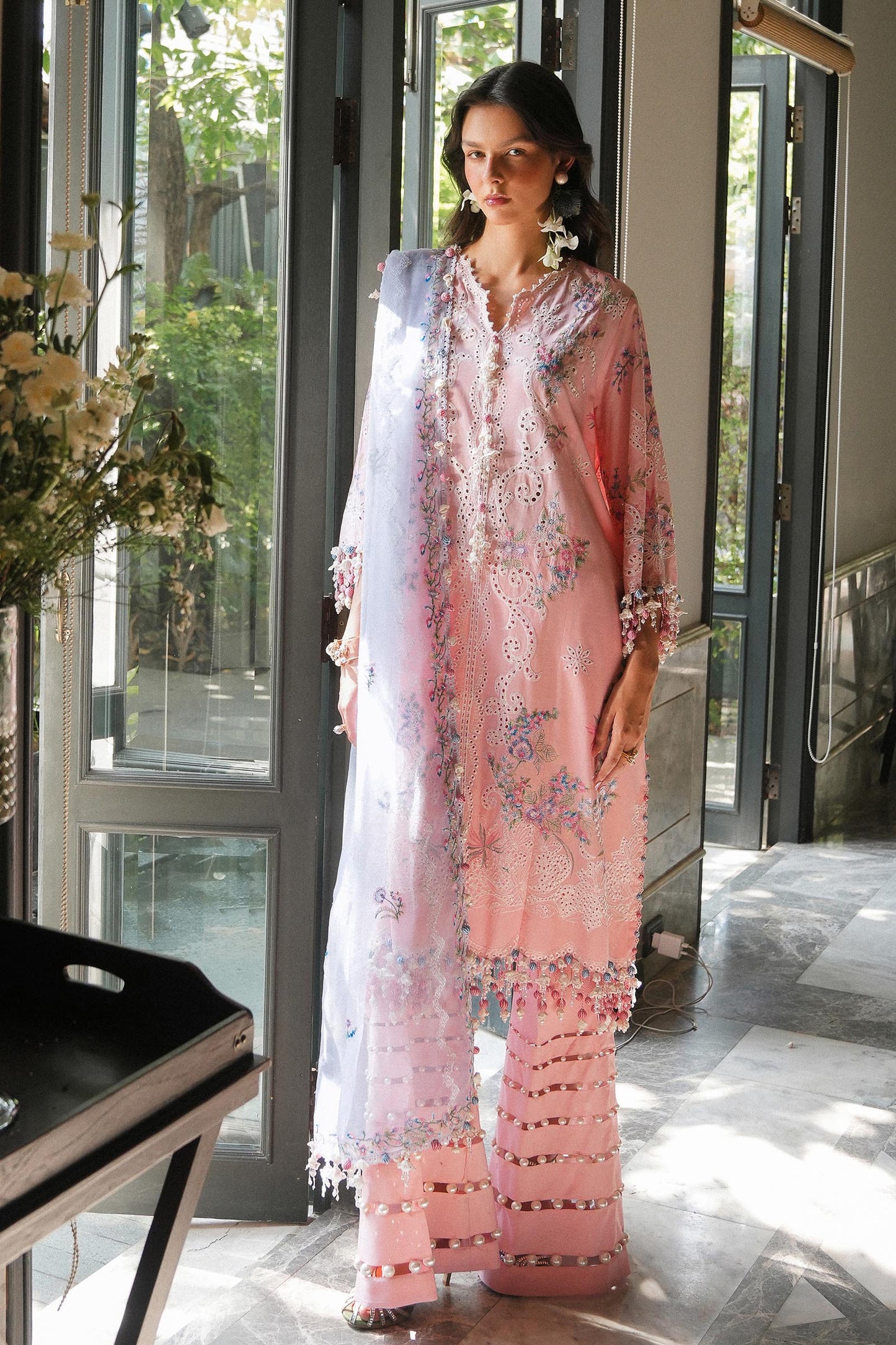L251-001B-3CT- Pink Luxury Lawn Outfit By- Sana Safinaz