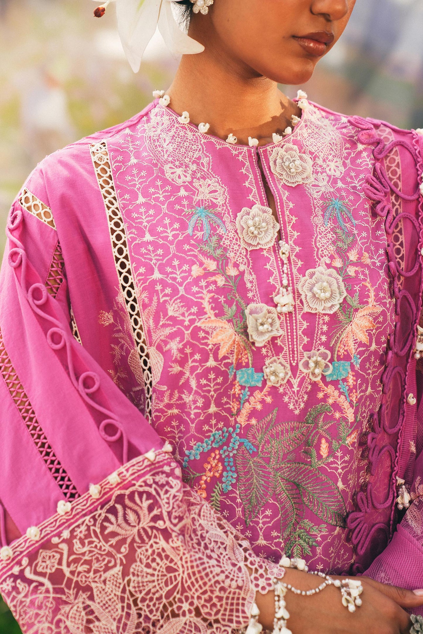 L251-005A-3CT- Pink Luxury Lawn Outfit By- Sana Safinaz