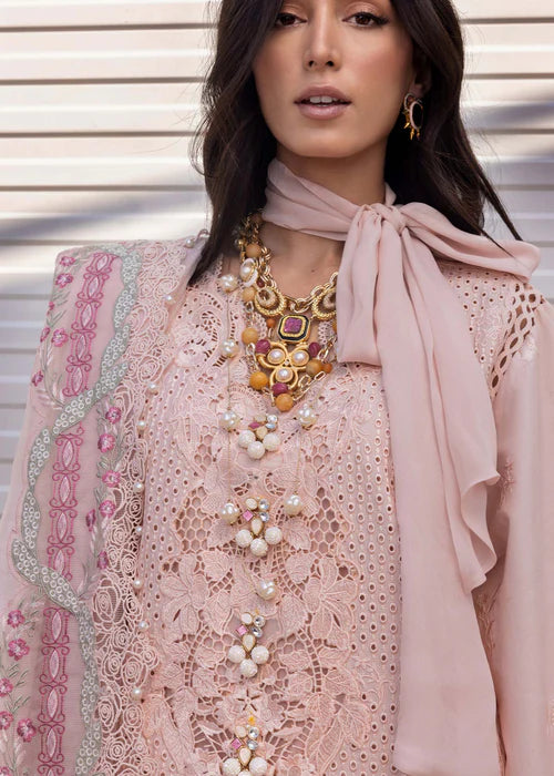 LEYLA-A- Salmon Pink Lawn '25 Ensemble By- Saira Shakira