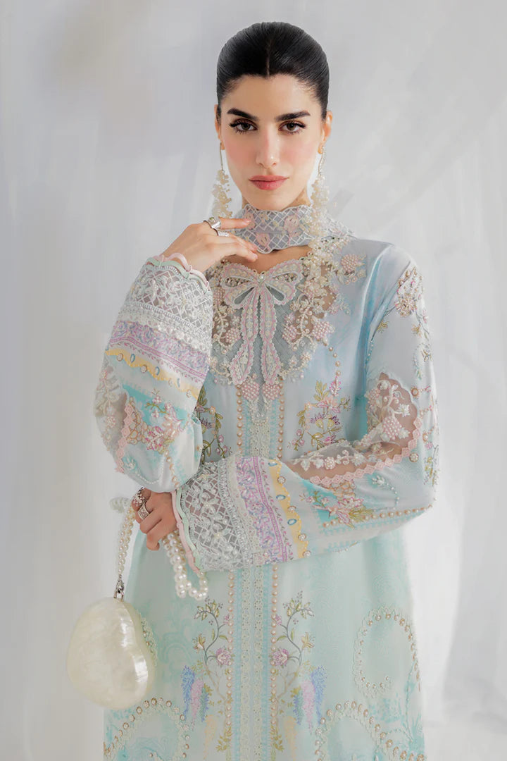 LK-01 Keeva sage green luxury silk outfit with hand embroidery & dupatta – stitched festive wear dress.