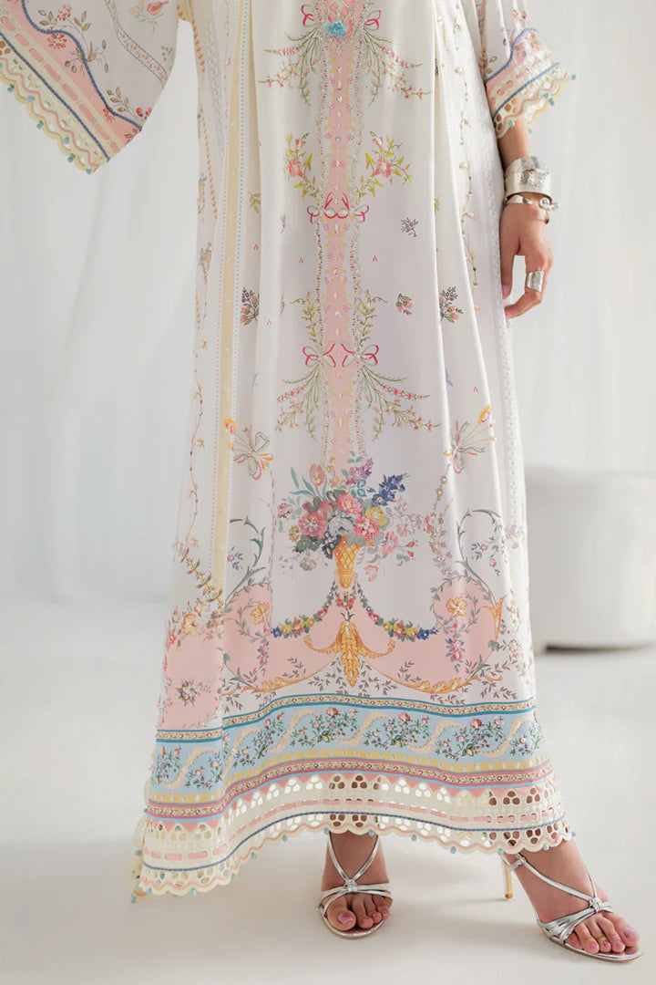 LK-08 Bianca designer crepe silk embroidered kaftan – luxury stitched party wear outfit online.