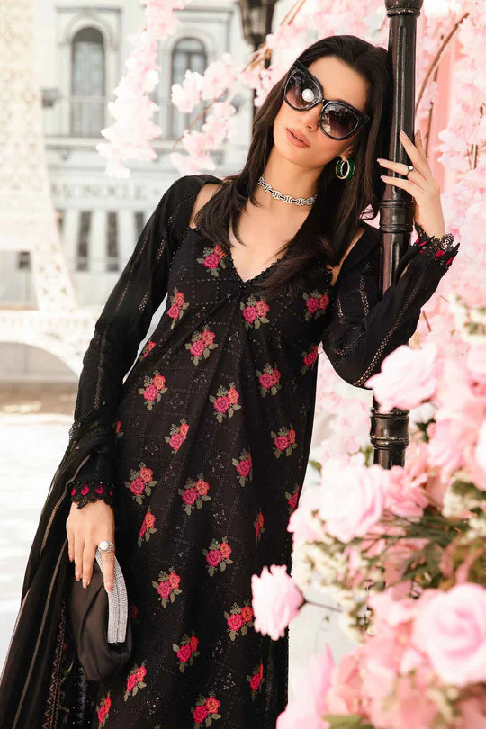 MPT-2601-B- Black Embroidered Lawn Suit By Maria.B