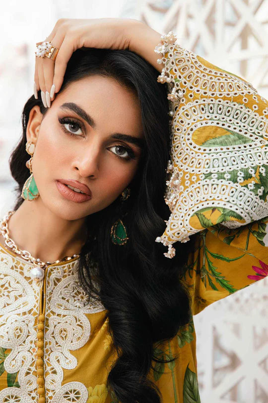 MPT-2604-B- Deep Mustard Embroidered Lawn Suit By Maria.B