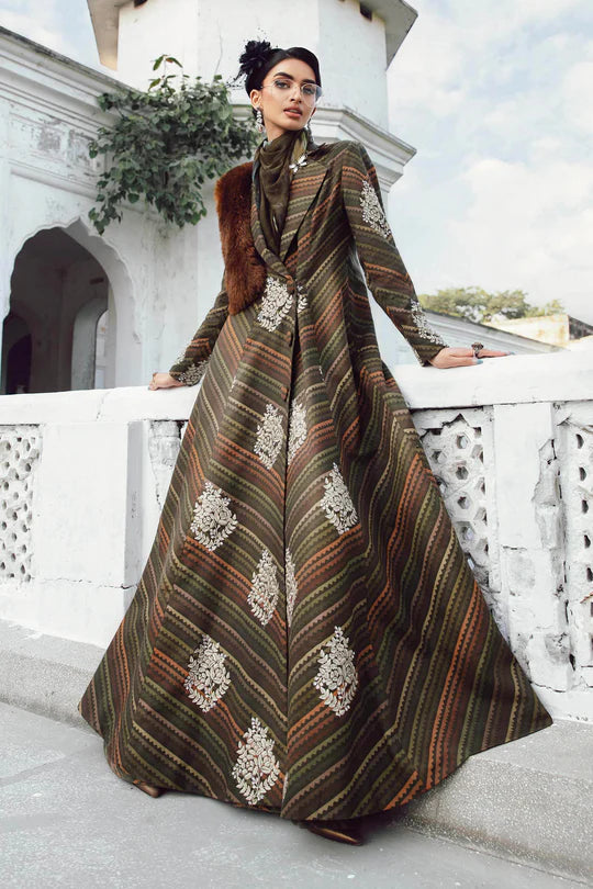 MPT-2705-B – Maria B M.Prints Brown Cambric 3pc Stitched Dress with embroidery – Pakistanimoda online