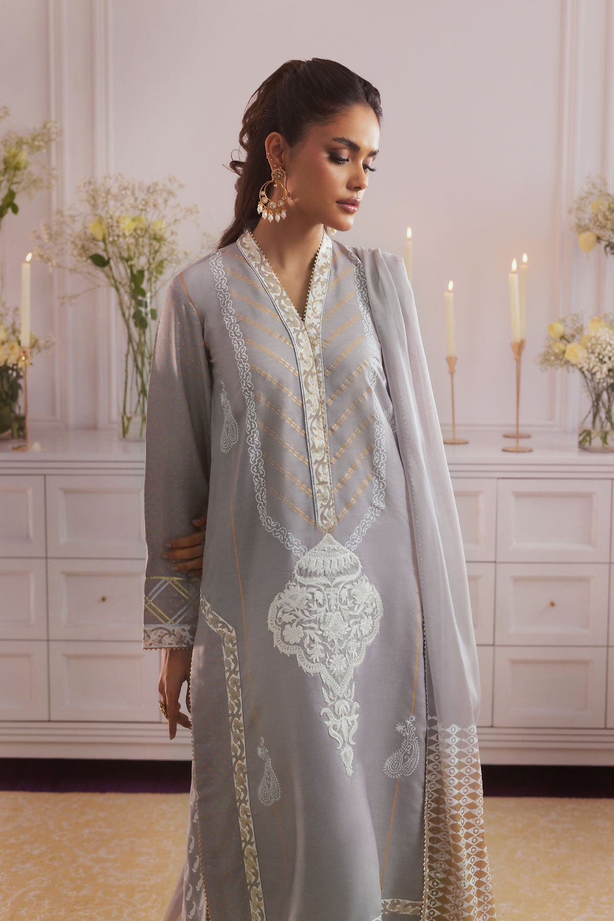 Mahala-Designer Long silhouette shirt Ensemble By- annus abrar