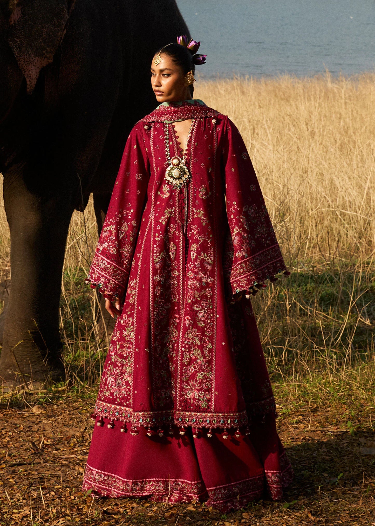 Mahogany- Maroon Luxury Lawn Suit By- Hussain Rehar