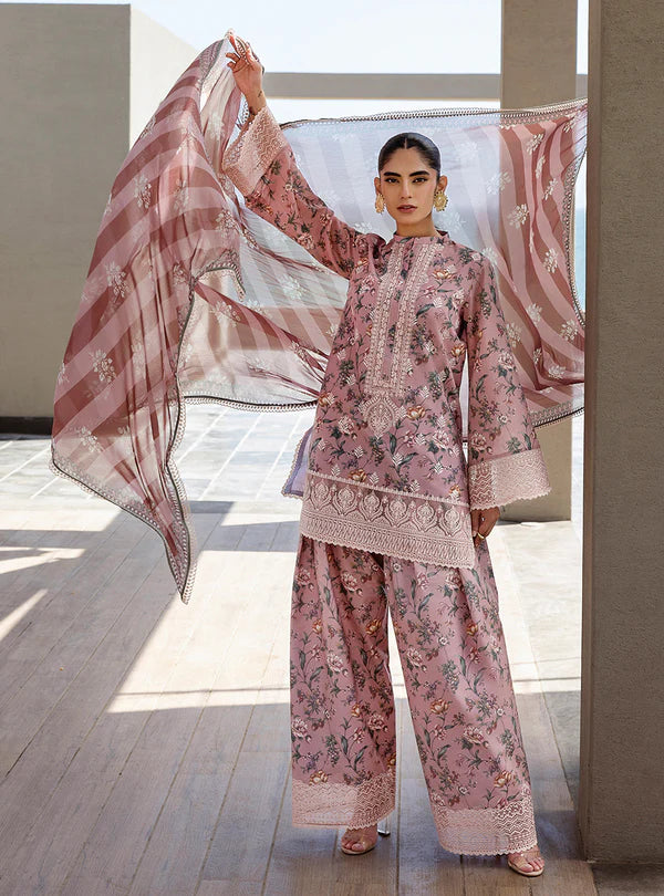 Maraya-Lovely Tea-Pink 3-piece Lawn Suit By-Zainab Chottani