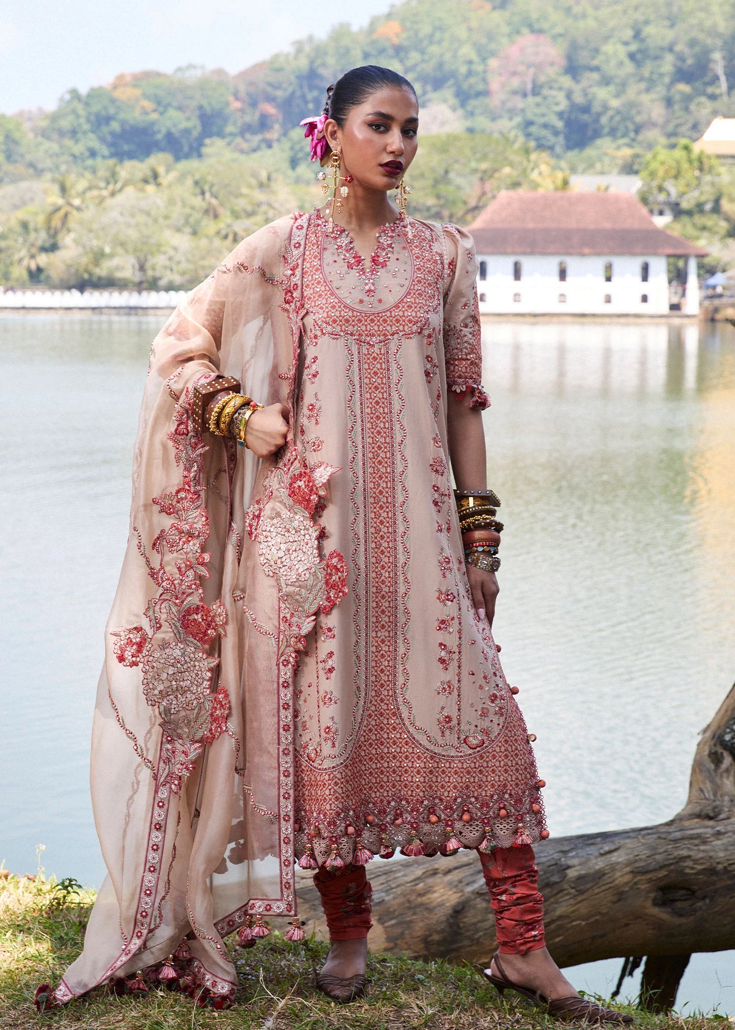 Mari- Beige Luxury Lawn Suit By- Hussain Rehar