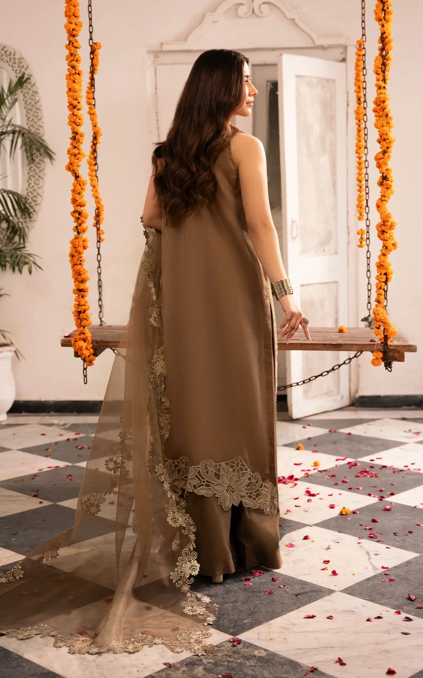 Mehrunisa-(SEF25-07)- Brown Sunehri Eid Edit'25 Ensemble