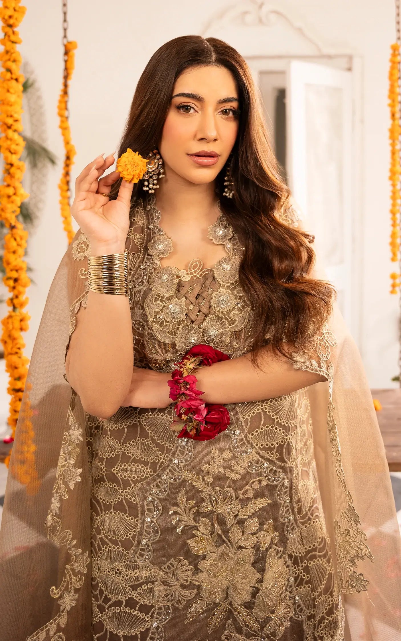 Mehrunisa-(SEF25-07)- Brown Sunehri Eid Edit'25 Ensemble