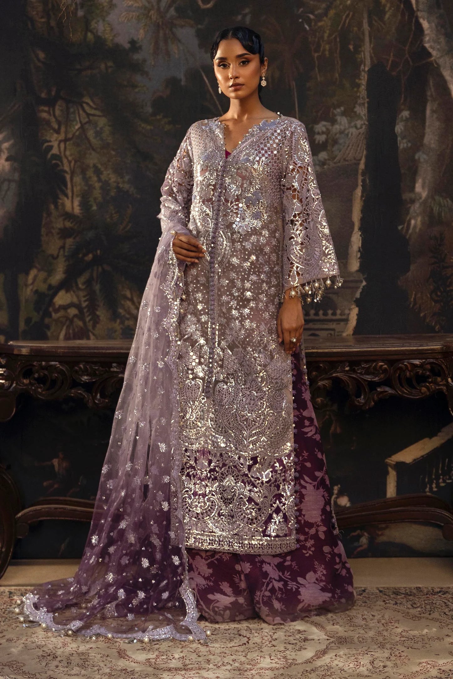 N251-007-3DJ- Luxe Powder Pink Outfit For Special Events By- Sana Safinaz