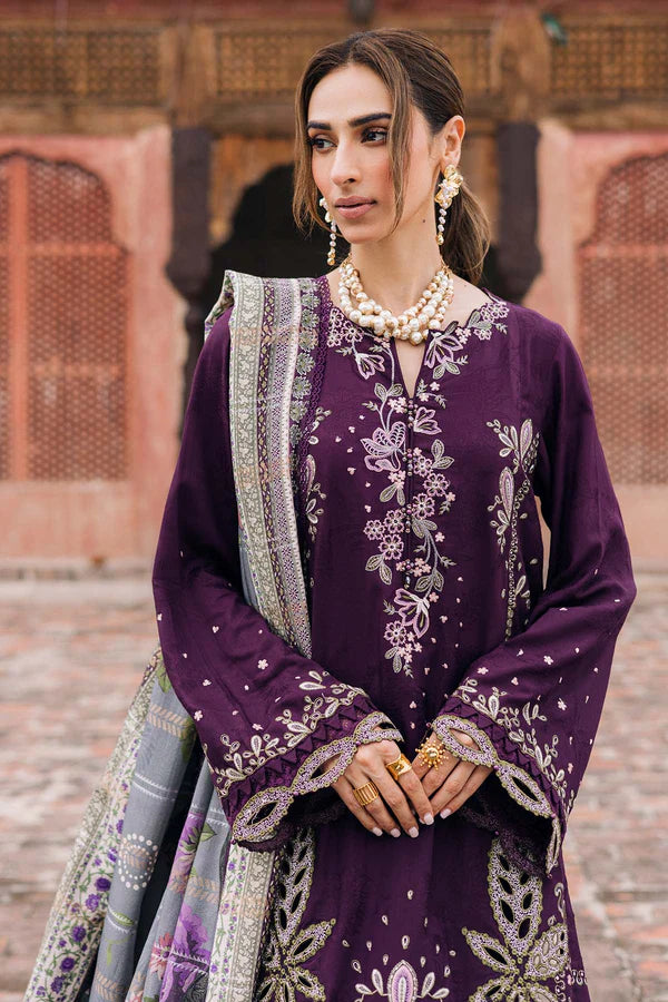 Stitched Nureh Purple Embroidered Linen 3PC Suit Pakistanimoda NW-104
