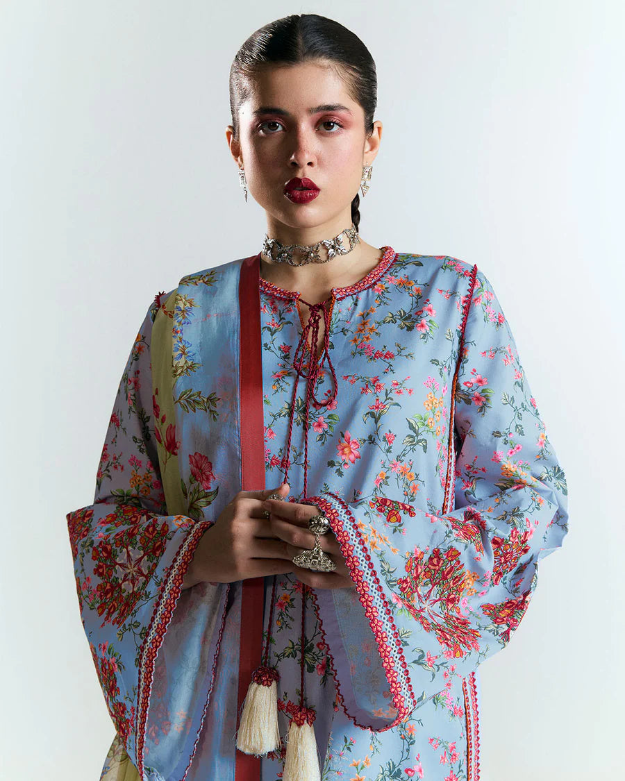 Nyami-Feminine pastel blue Pakistani ensemble for festive wear