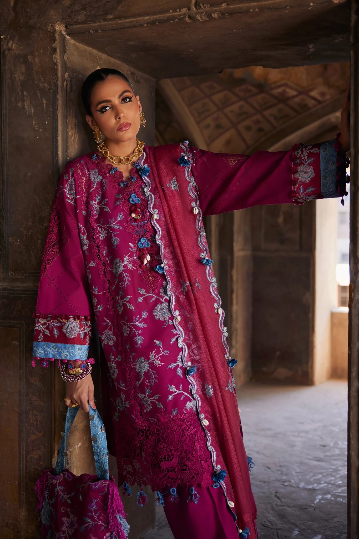 Ophelia10-B- The Raspberry Whispers Lawn Ensemble By- Elan