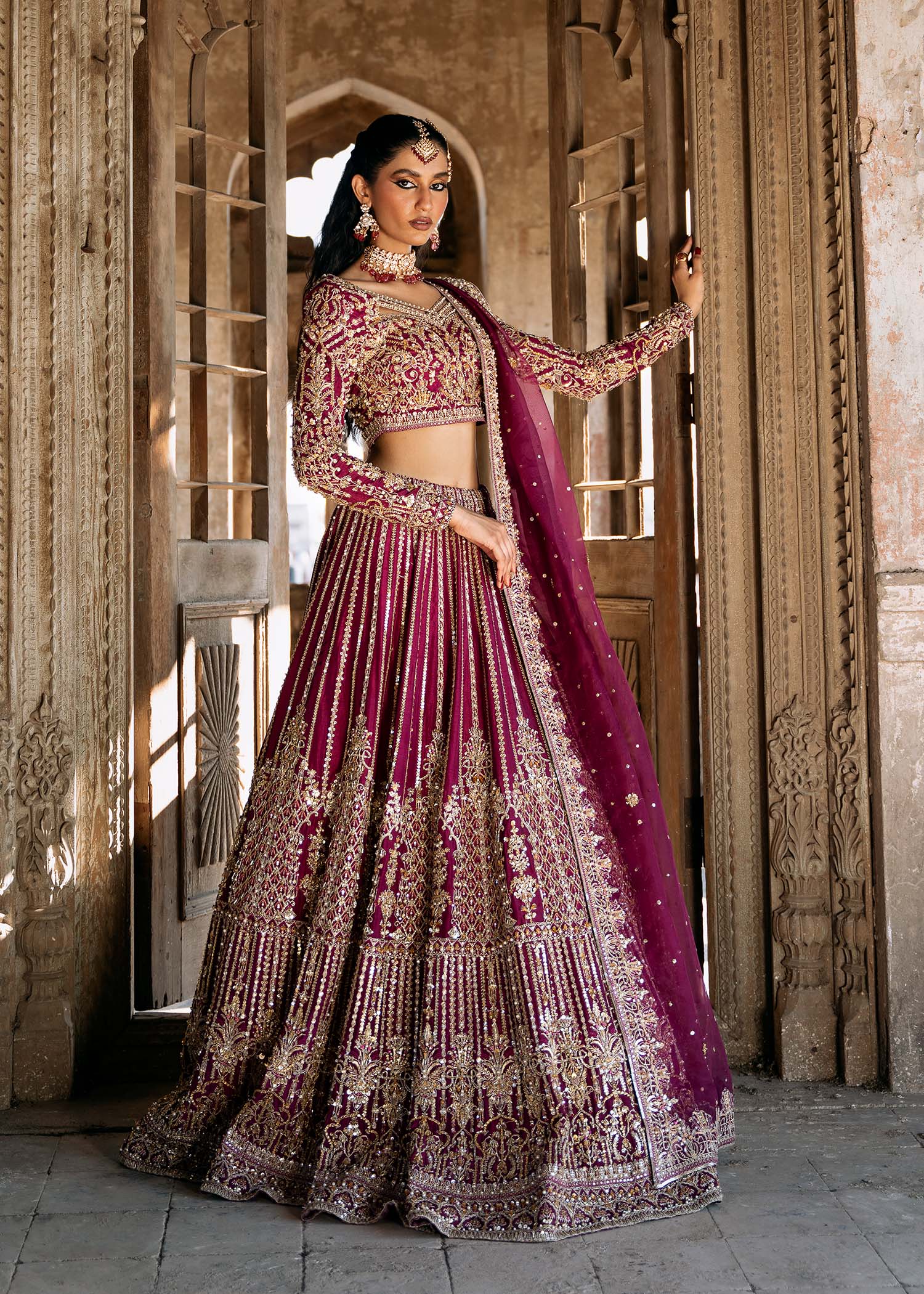 Plum bridal lehenga best sale