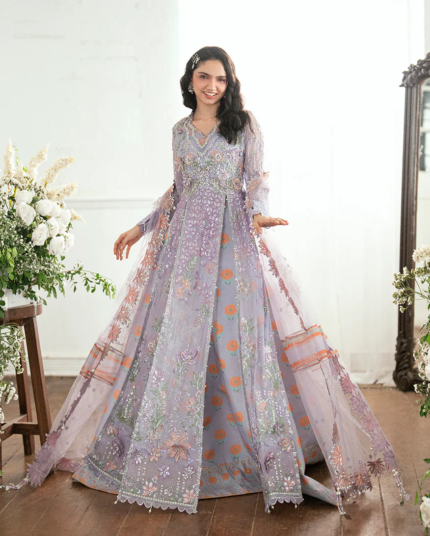 sachin and babi light blue dress Rangeela Raag – Mushq Lavender Chiffon Anarkali Outfit
