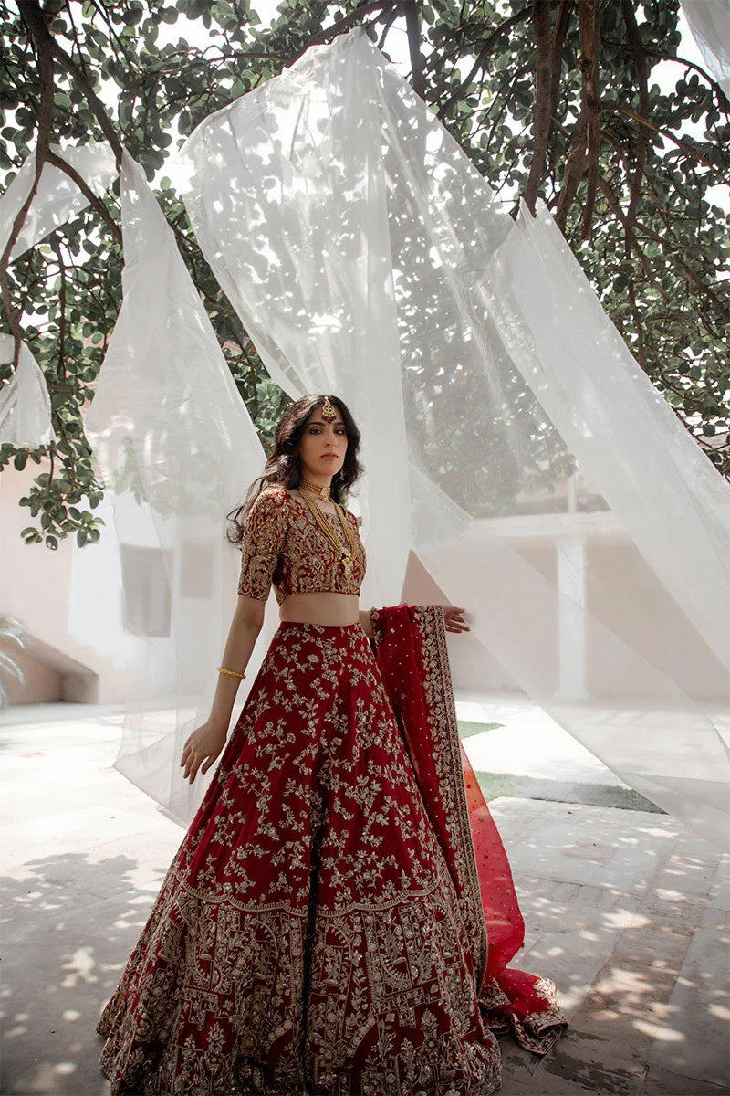 Regal Charm - Maroon Bridal Lehenga