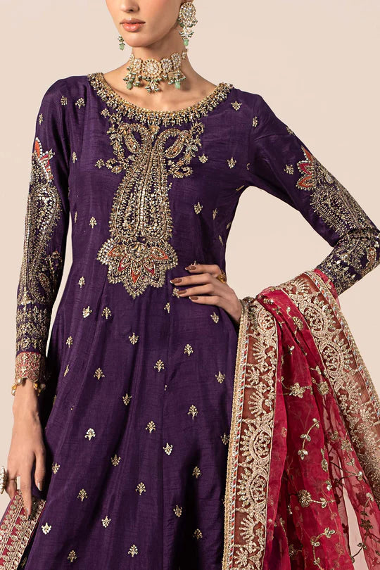 SF-EF25-02 -Embroidered Purple Raw Silk Suit