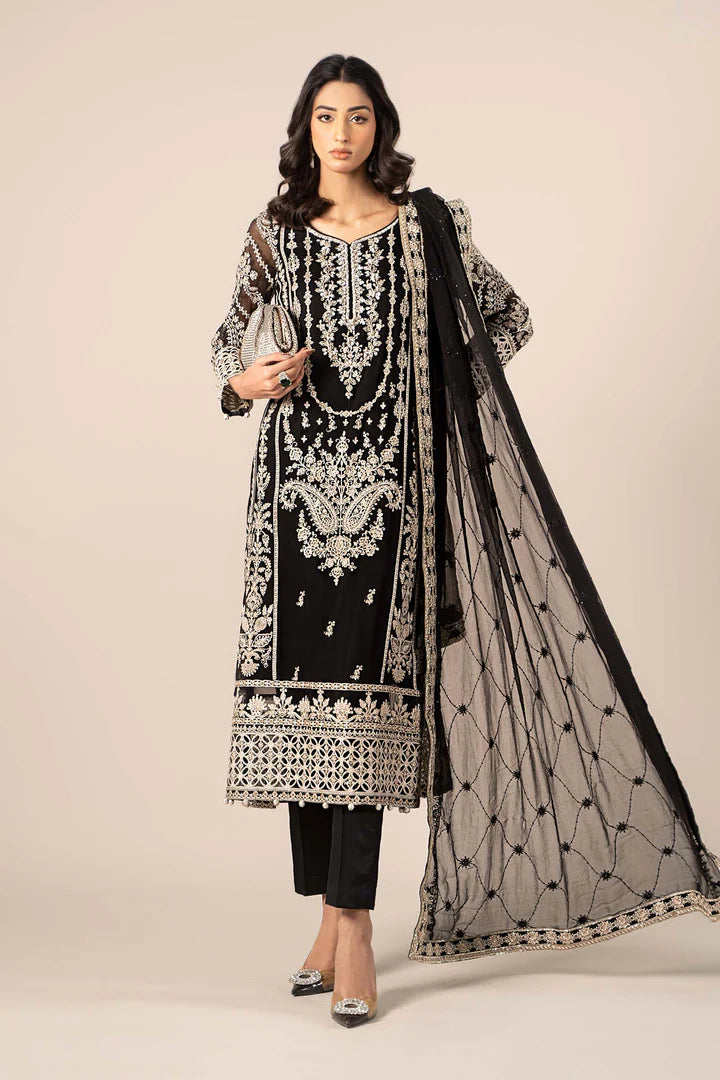 SF-EF25-20 -Embroidered Black Chiffon Suit By- Maria.B – Pakistani Moda