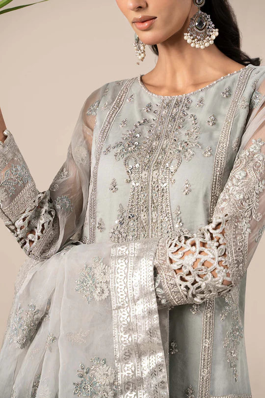 SF-EF25-24 -Embroidered Light Blue Organza Suit By- Maria.B