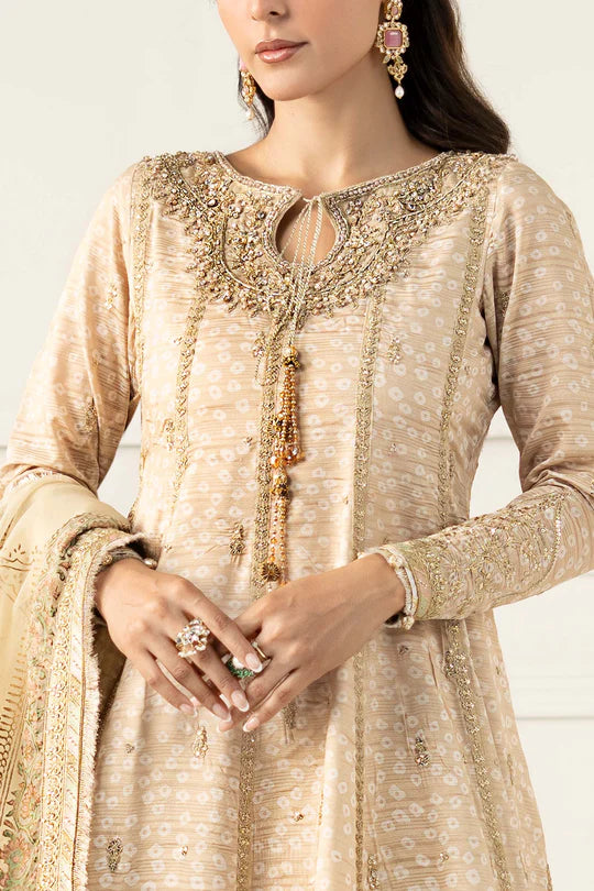 SF-EF25-32 -Embroidered Beige Raw Silk Suit