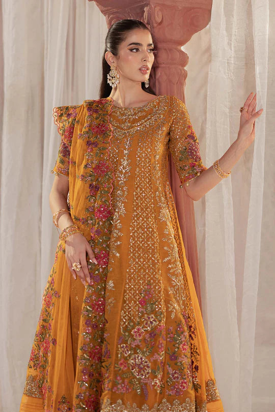 SF-EF25-42 -Embroidered Mustard Organza Suit