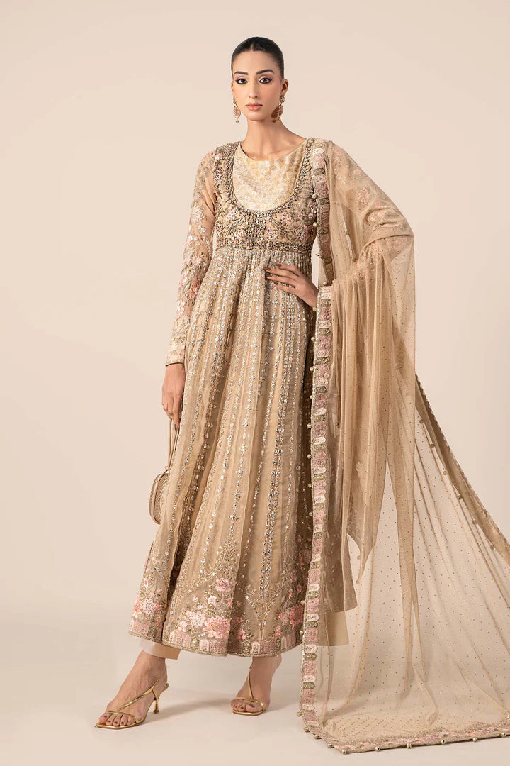 SF-EF25-43 -Embroidered Coffee Organza Suit By- Maria.B