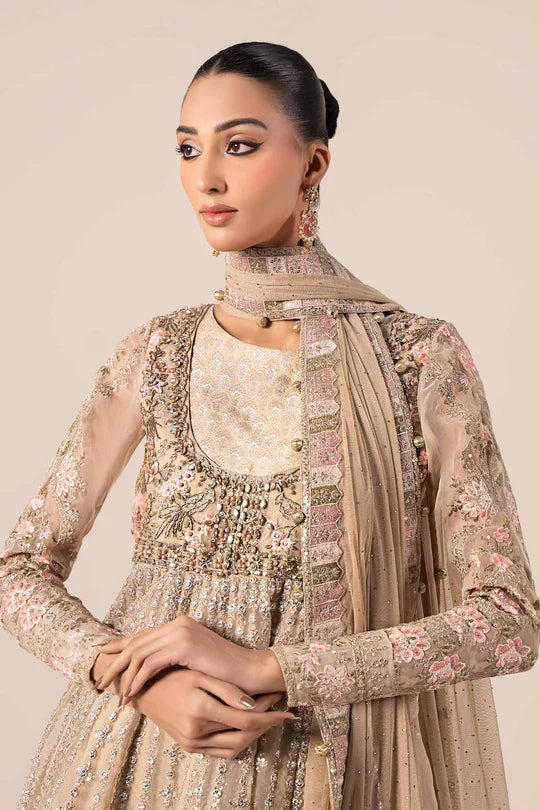 SF-EF25-43 -Embroidered Coffee Organza Suit By- Maria.B
