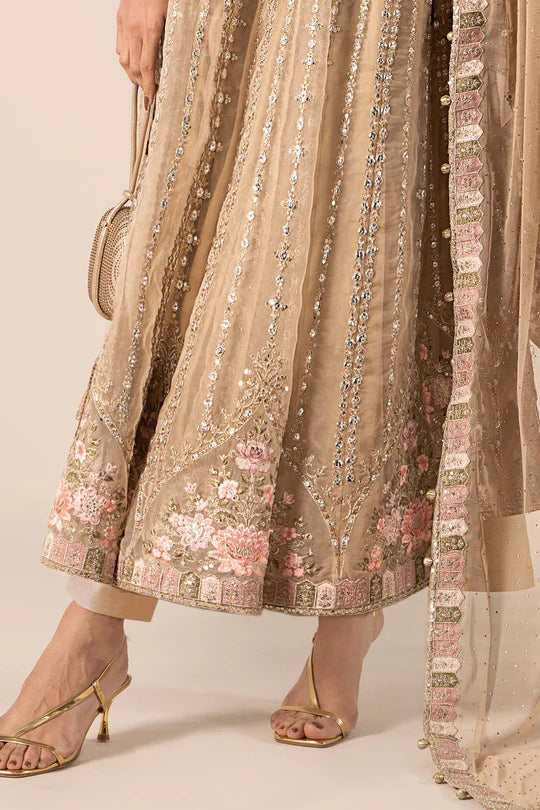 SF-EF25-43 -Embroidered Coffee Organza Suit By- Maria.B