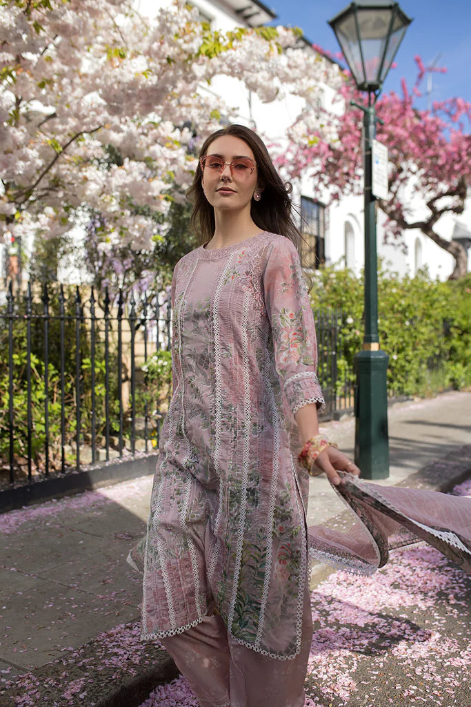 SNB25-5A- Peach Pink Printed Lawn Ensemble By- Sobia Nazir