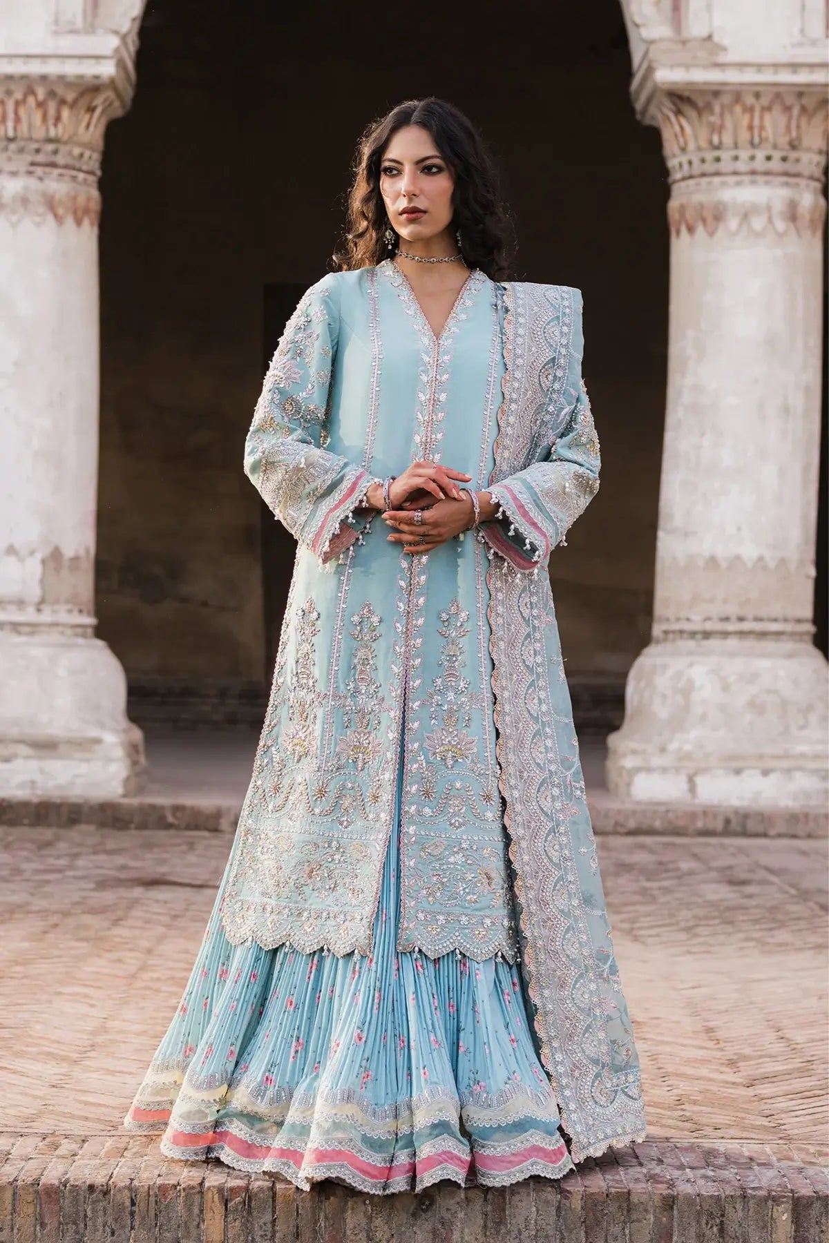 Blue Pakistani Wedding Dress Wedding Gown Light Party Wear Dresses Pakistani Mpc-24-103-ice-blue